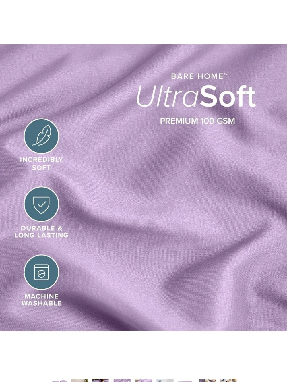 Bare Home Microfiber Standard/Queen Size Set Of 2 Pillow Cases  Cooling Lavender